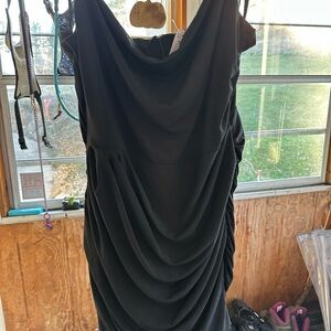 Women's Black Draped Cocktail Dress